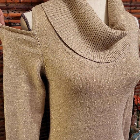 Derek Heart Tan Cowl Neck Sweater Dress - Picture 5 of 6